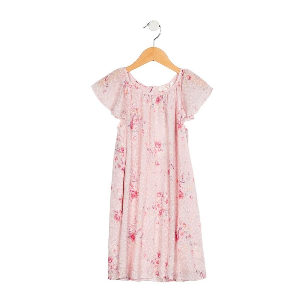 LoveShackFancy Girls Pink Floral Silk Blend Dress size 12Y